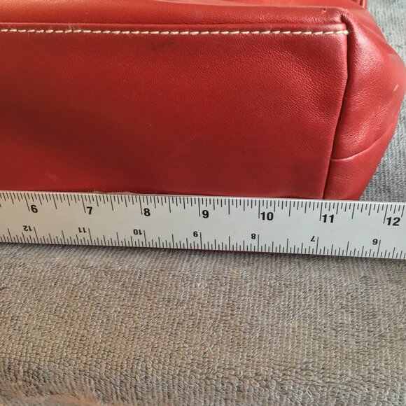Vintage Red Leather Ralph Lauren Hobo Handbag Purse Shoulder Clutch - Picture 9 of 11